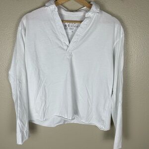 Frank & Eileen Patrick Popover Henley Jersey White Womens XS